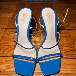 SCHUTZ Vibrant Blue Strappy Heels